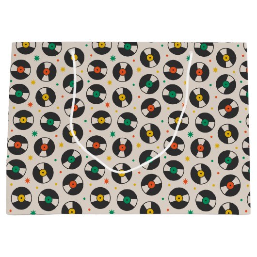 patroon van het coole retro-record groot cadeauzakje (Voorkant)