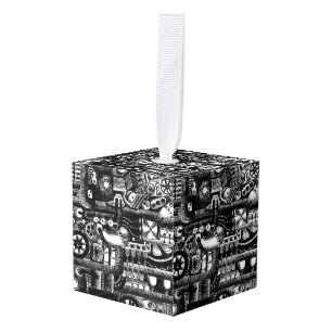 patroon van het mechanisme van het steampunktekenm kubus ornament