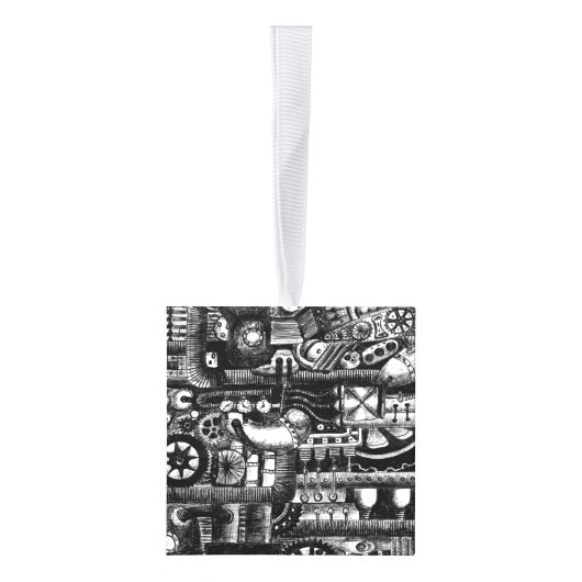 patroon van het mechanisme van het steampunktekenm kubus ornament (Rechts)