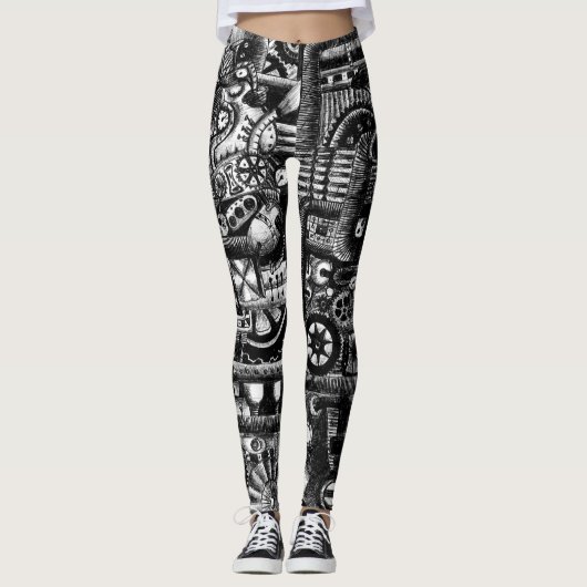 patroon van het mechanisme van het steampunktekenm leggings (Voorkant)
