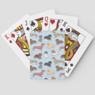 patroon van het ras dachshund in blauw pokerkaarten