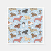 patroon van het ras dachshund in blauw servet (Voorkant)