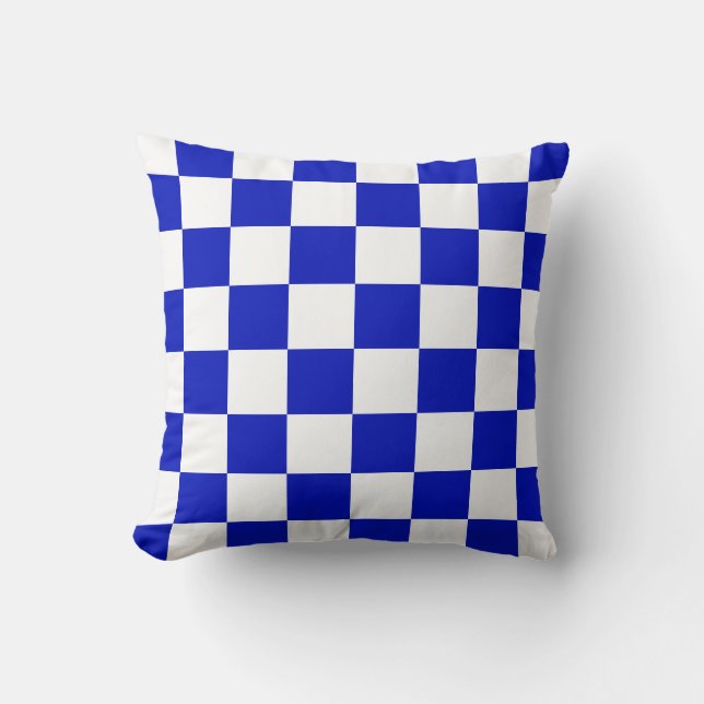 Patroon van het Royal Blue and White Checker Board Kussen (Voorkant)