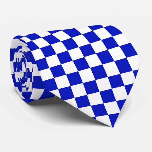 Patroon van het Royal Blue and White Checker Board Stropdas (Opgerold)