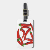 Patroon van hete rode chilipepers bagagelabel (Voorkant verticaal)