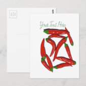 Patroon van hete rode chilipepers briefkaart (Voorkant / Achterkant)