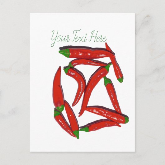 Patroon van hete rode chilipepers briefkaart (Voorkant)