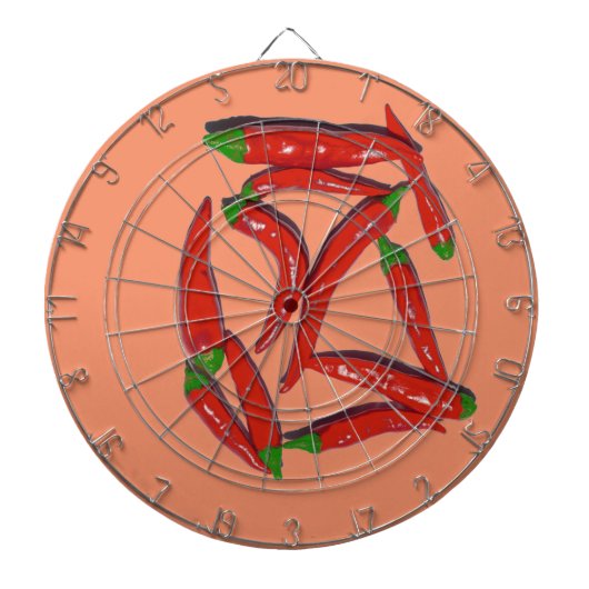 Patroon van hete rode chilipepers dartbord (Voorkant)