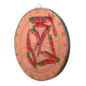 Patroon van hete rode chilipepers dartbord (Voorkant Rechts)