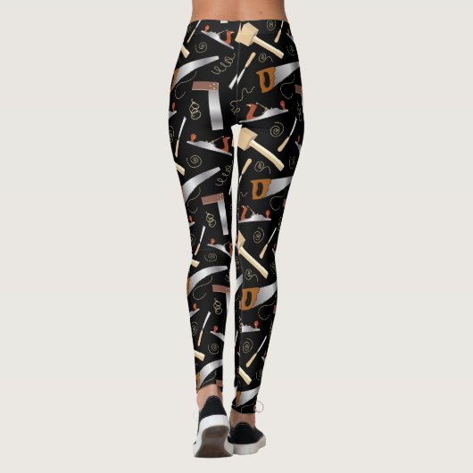 Patroon van houtbewerkingsgereedschappen leggings (Achterkant)