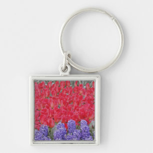Patroon van hyacinth, tulpen en daffodils, sleutelhanger