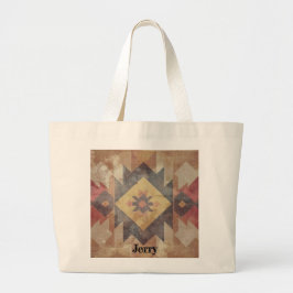 Patroon van inheemse Amerikanen | Aardetone Stamte Grote Tote Bag