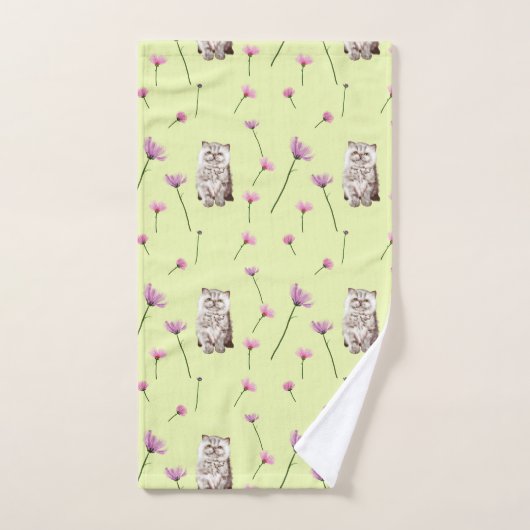 patroon van kat en bloemen bad handdoek (Handdoek)