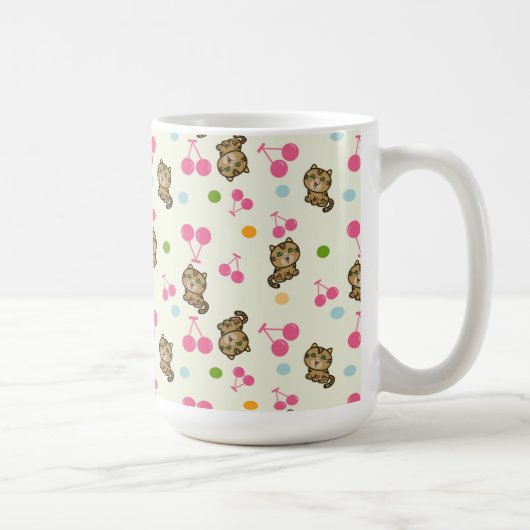 patroon van kat en kersen koffiemok (Rechts)