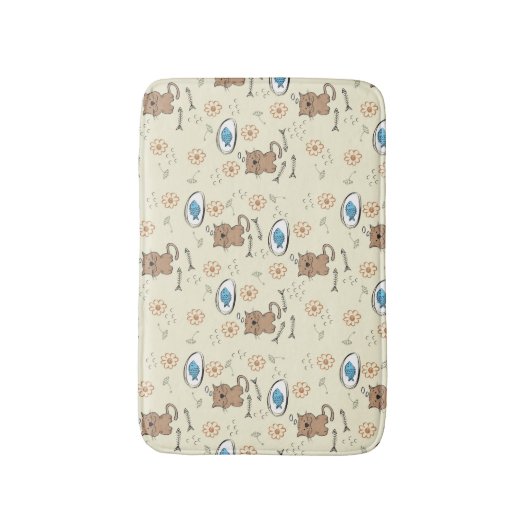 patroon van kat en vis badmat (Voorkant Verticaal)