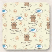 patroon van kat en vis drankjes onderzetter (Voorkant)