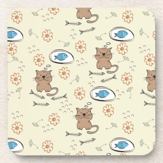 patroon van kat en vis drankjes onderzetter (Voorkant)
