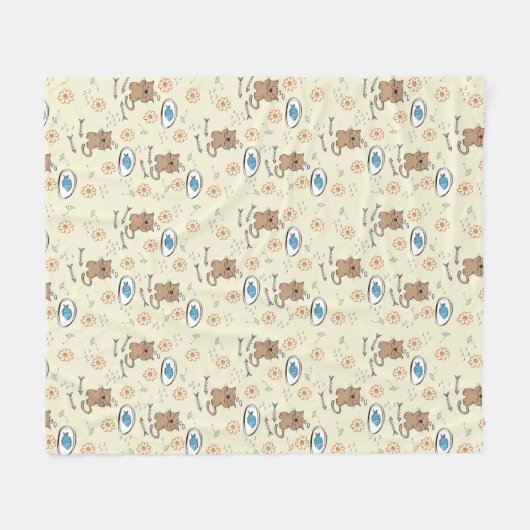 patroon van kat en vis fleece deken (Voorkant (Horizontaal))