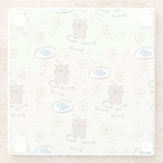 patroon van kat en vis glazen onderzetter (Achterkant)