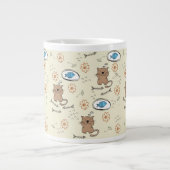 patroon van kat en vis grote koffiekop (Voorkant)