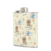 patroon van kat en vis heupfles (Links)