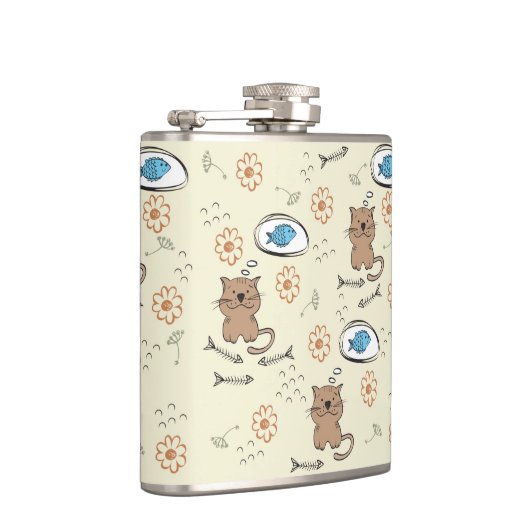 patroon van kat en vis heupfles (Rechts)