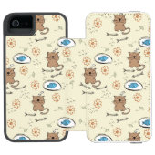 patroon van kat en vis incipio iPhone portemonnee hoesje (Agenda Open)