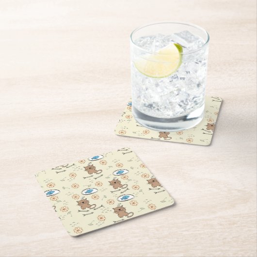 patroon van kat en vis kartonnen onderzetters (Insitu)