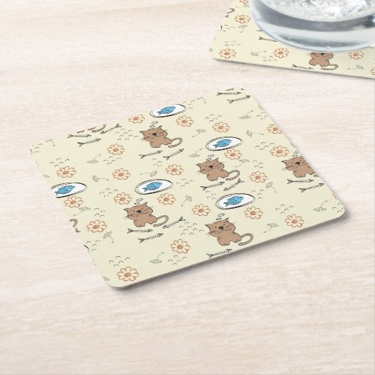 patroon van kat en vis kartonnen onderzetters (Schuin)