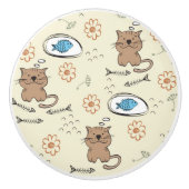 patroon van kat en vis keramische knop (Voorkant)