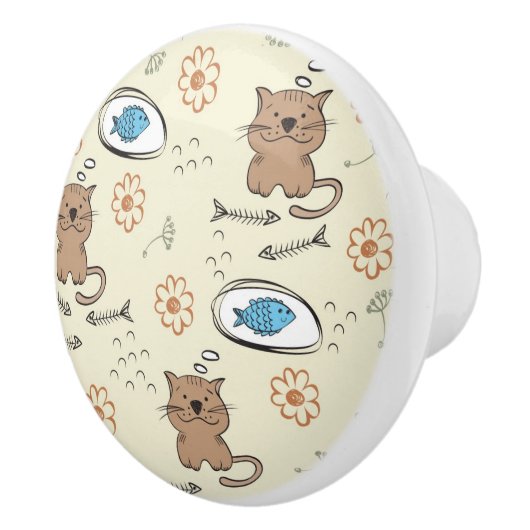 patroon van kat en vis keramische knop (Rechts)