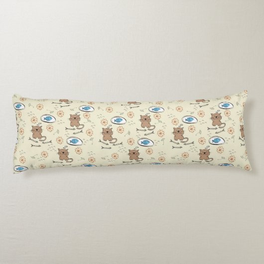 patroon van kat en vis lichaamskussen (Achterkant)