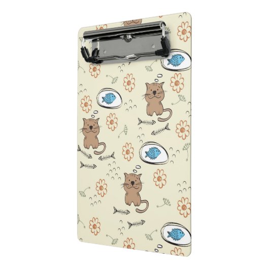 patroon van kat en vis mini klembord (Angled2)