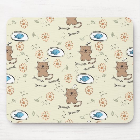 patroon van kat en vis muismat (Voorkant)