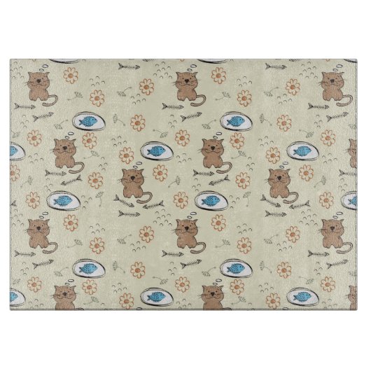 patroon van kat en vis snijplank (Voorkant)