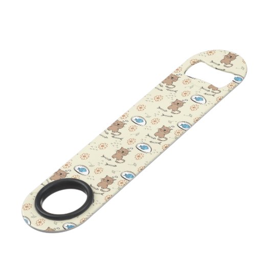 patroon van kat en vis speed flessenopener (Voorkant Gekanteld)