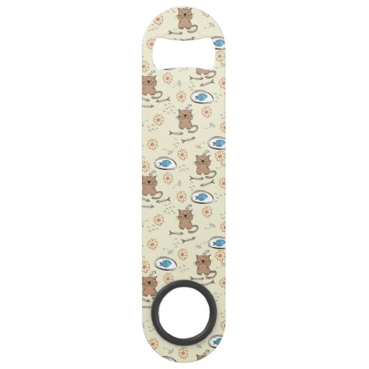 patroon van kat en vis speed flessenopener (Achterkant)