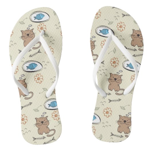 patroon van kat en vis teenslippers (Voetbed)