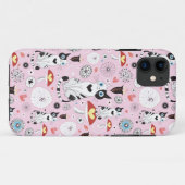 patroon van katten en bloemen Case-Mate iPhone case (Achterkant (horizontaal))
