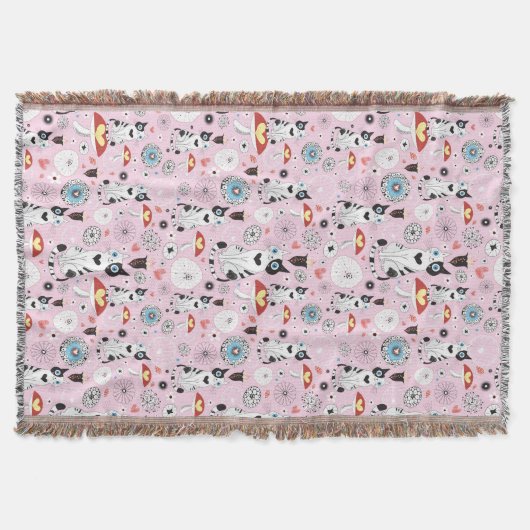 patroon van katten en bloemen deken (Voorkant)