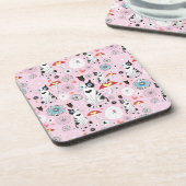 patroon van katten en bloemen drankjes onderzetter (Linkerzijde)