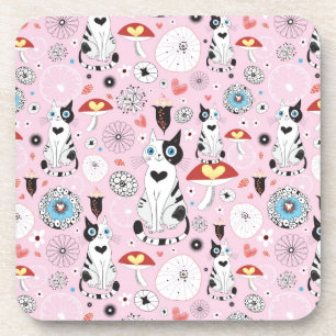 patroon van katten en bloemen drankjes onderzetter