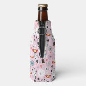 patroon van katten en bloemen flesjeskoeler (Fles Achterkant)