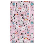 patroon van katten en bloemen klein cadeauzakje (Voorkant)