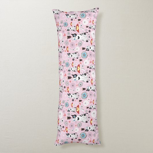 patroon van katten en bloemen lichaamskussen (Achterkant (Verticaal))