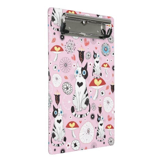 patroon van katten en bloemen mini klembord (Schuin)