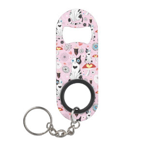 patroon van katten en bloemen sleutelhanger flessenopener