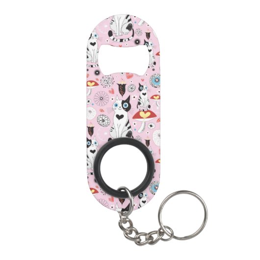 patroon van katten en bloemen sleutelhanger flessenopener (Achterkant)
