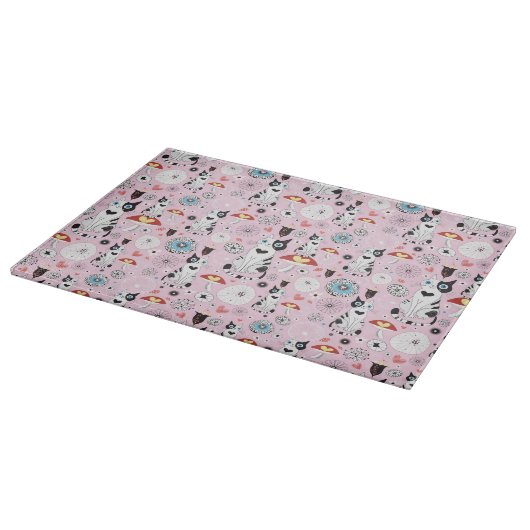 patroon van katten en bloemen snijplank (Hoek)