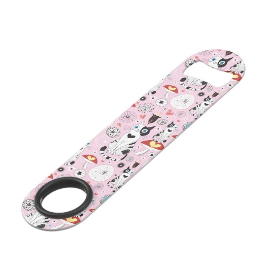 patroon van katten en bloemen speed flessenopener (Achterkant Gekanteld)